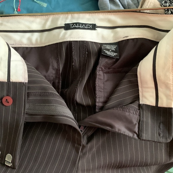 Tahari Size 6 Brown Pin Striped Dress Pants - Picture 8 of 8